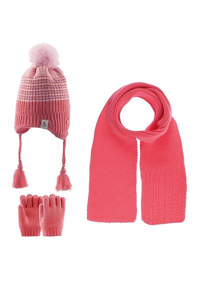 Kitti Girl's Scarf Beanie Gloves Set (1-4 Years) K23160-03 Dark Pink