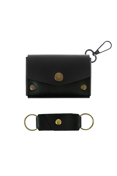 Miaju Black Color Leather Coin Purse Set with Hooks, Best Gift for Special Occasions