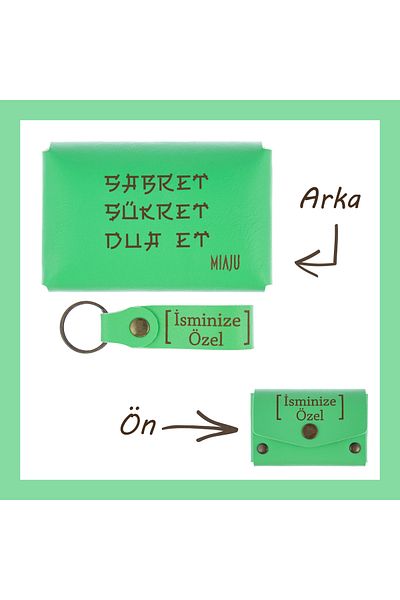 miawiki Peanut Green Patience Gratitude Prayer Wallet and Keychain Set for Custom Name