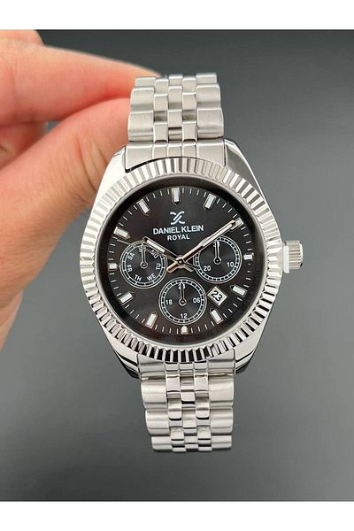 Daniel Klein Silver Black Color Men Wrist Watch 3 Atm Waterproof
