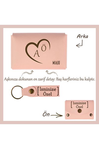 Miaju Puppy Mouth, a Surprise Full of Love for Your Lover! Heart Inside Letter Embroidered Wallet & Keychain Set