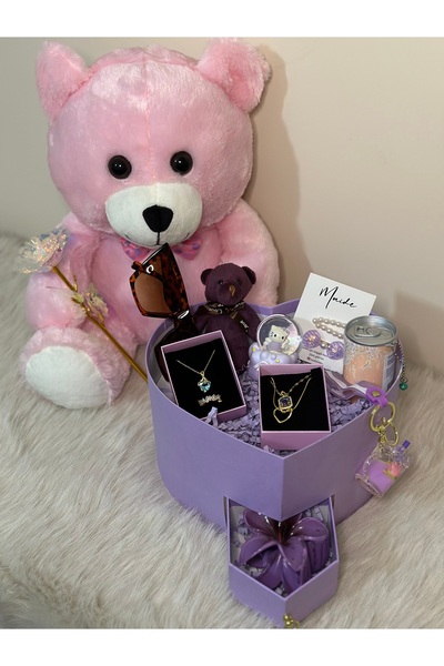 Maide Jewelry Sevgiliye Arkadaşa Hediye Kutusu Ayıcık Seti Doğum Günü Sevgili...