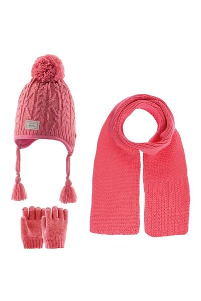 Kitti Girl's Scarf Beanie Gloves 1-4 Years Dark Pink