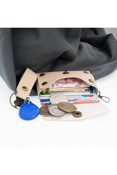 Miaju Milk Coffee Leather Coin Purse Set - with Hook, Best Gift for Special Occasions, Special Production