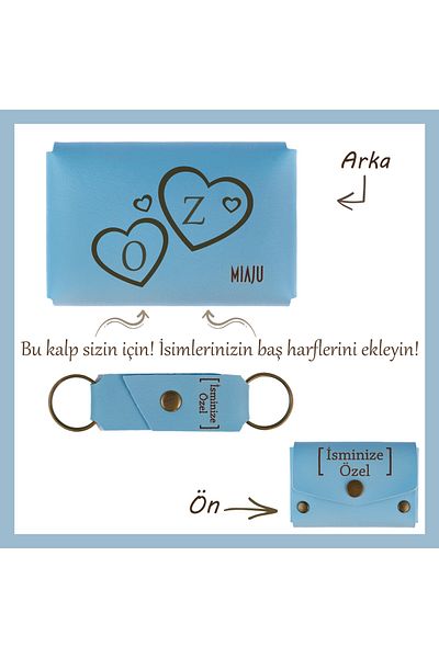 Miaju Light Blue Heart Wallet and Keychain Set - Immortalize for Valentine's Day