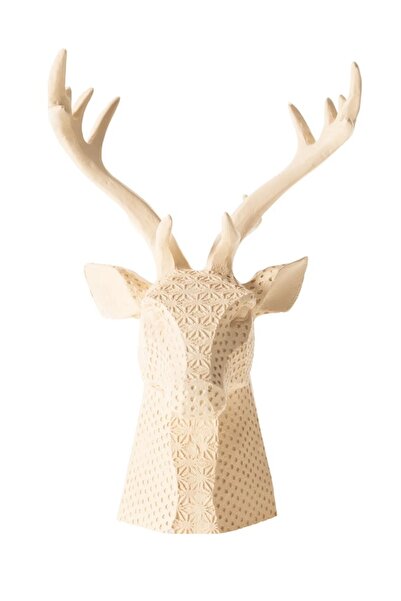 Dekoromi DEKORATİF GEYİK KAFASI CERVO BİBLO KREM 16X30CM