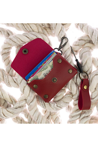 Miaju Burgundy Color, Leather, Coin Purse Set with Hook, Best Gift for Special Occasions, Special Production