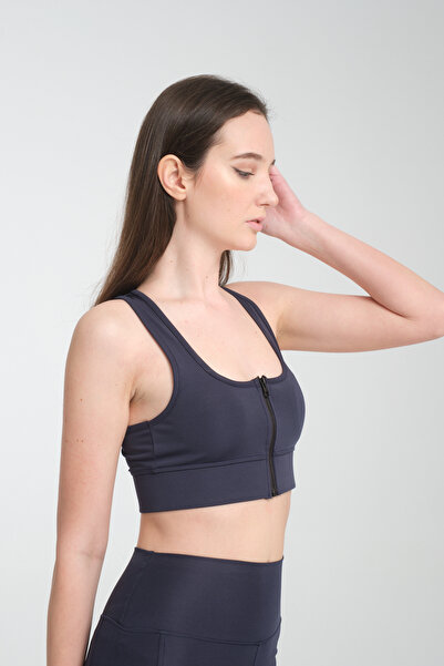 ZERTEX Γυναικείο Αθλητικό Μπλουζάκι Στήριξης Συσπειρωτικό Φερμουάρ Σκούρο Μπλε