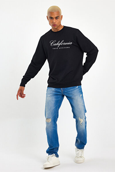 Superlife Ανδρικό φούτερ με λεπτή εφαρμογή με λαιμόκοψη με στάμπα California SPR24SW125