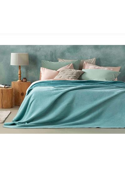 English Home Seledon-Mint Single Plain Cotton Blanket