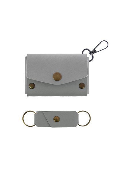 Miaju Gray Color Leather Coin Purse Set with Hooks, Best Gift for Special Occasions
