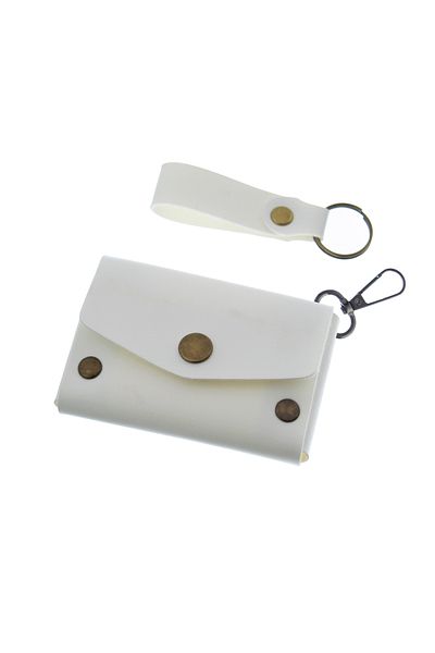 Miaju White Color, Leather, Coin Purse Set with Hook, Best Gift for Special Occasions, Special Production