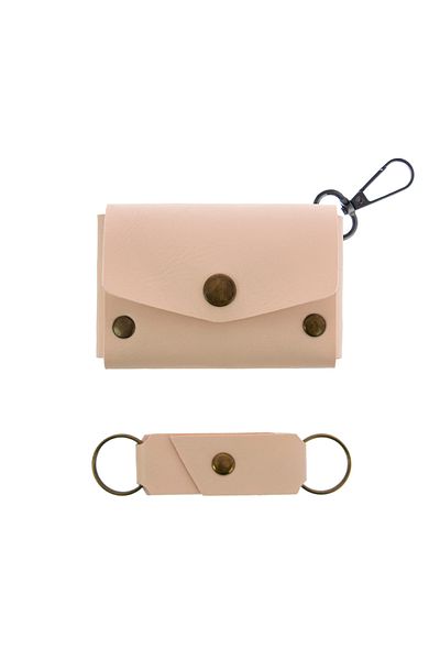 Miaju Powder Color Leather Coin Purse Set with Hooks, Best Gift for Special Occasions