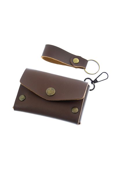 Miaju Dark Brown Color, Leather, Coin Purse Set with Hook, Best Gift for Special Occasions, Special Production