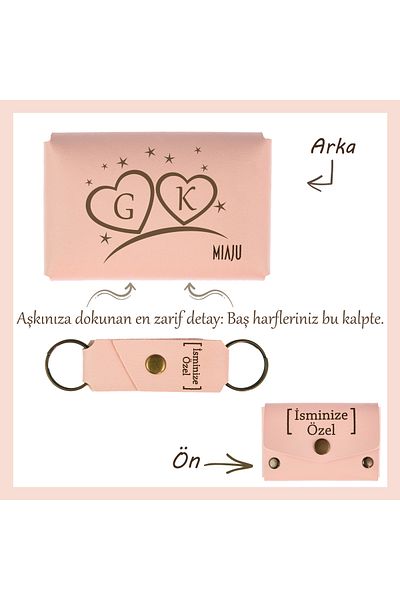 Miaju Special Wallet & Keychain Set for Couples with Puppy Mouth, Name and Heart Detail, Very Special Gift for Lover