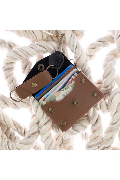 Miaju High Quality Leather Envelope with Hook Coin Purse and Keychain Set, Special Day Gift