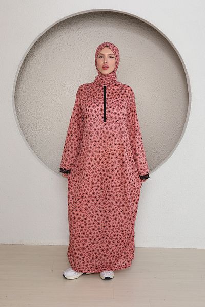 Kutay Collection Γυναικείο φόρεμα προσευχής Hijab με μισό φερμουάρ και σάλι