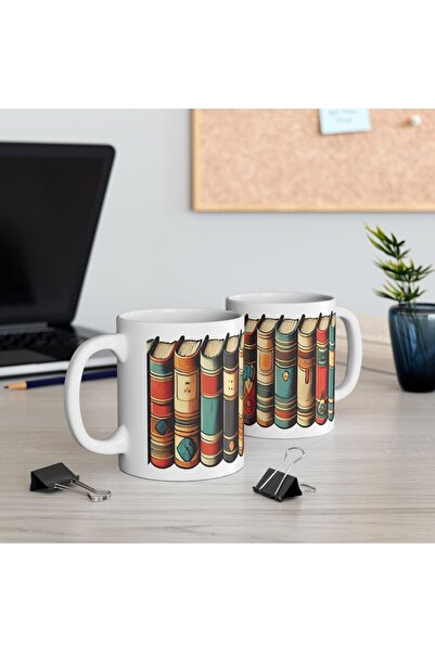 sıradışıhediyem 3D kitap kupa bardak kitaplık kupa bardak mug arkadaşa hediye