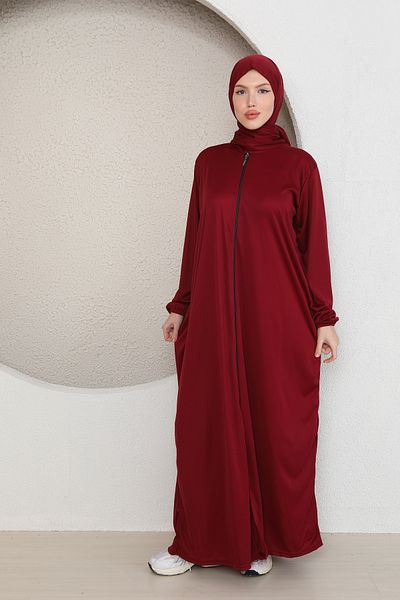 Kutay Collection Rochie de rugăciune musulmană pentru femei cu fermoar lung și înfășurare