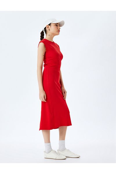Koton Sleeveless Crew Neck Slim Fit Midi Dress