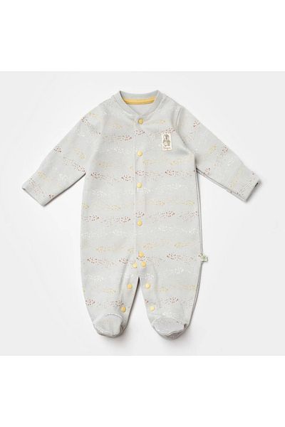 Bibaby Biorganic Penguin Newborn Jumpsuit 60776 Ecru Gray