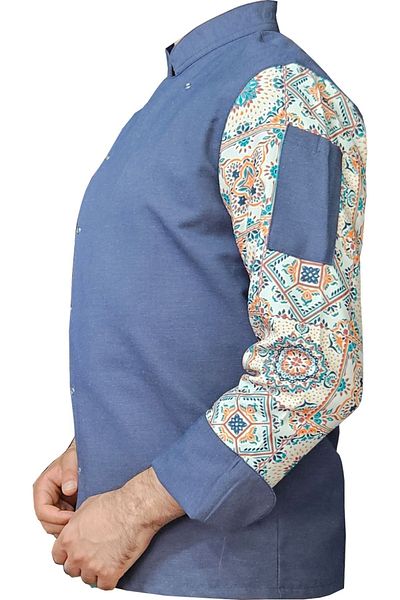 Ant Rotagrup Üniforma ve İş Elbiseleri Chef Jacket Patterned Unisex Long Sleeve Chef Cook Kitchen Jacket with Snap Fasteners Authentic Patterned