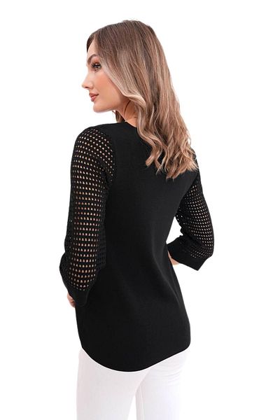 lavella Women's V-Neck Sleeve Mesh Sweater 12767 Bgl-St04222