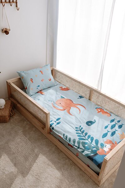 Lollie Baby&Kids طقم سرير أطفال مونتيسوري (100×200) من القطن العضوي - المحيط