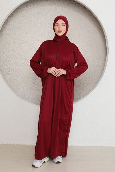 Kutay Collection Rochie de rugăciune musulmană pentru femei cu fermoar lung și înfășurare