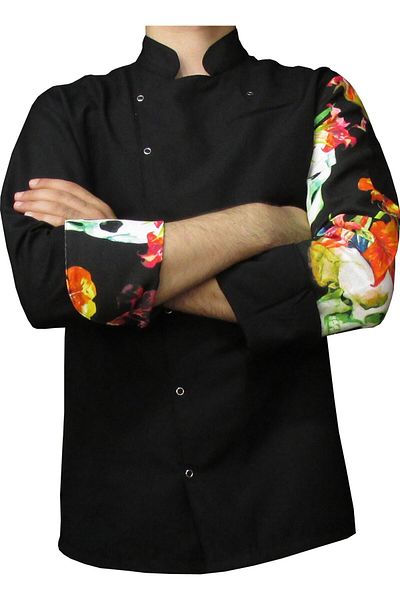 Ant Rotagrup Üniforma ve İş Elbiseleri Unisex Cook Jacket - Print, Snap Fastener, Black, Long Sleeve, Chef Kitchen Jacket, Skull