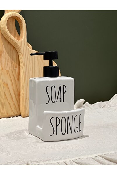 Sade Hediye Porselen Modern Sıvı Sabunluk/Sünger Bölmeli