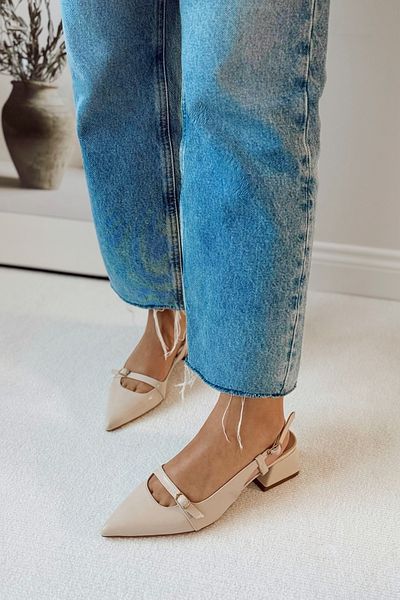 POLKA STORE Simple Pointed Toe Single Strap Buckle Block Heeled Women's Shoes