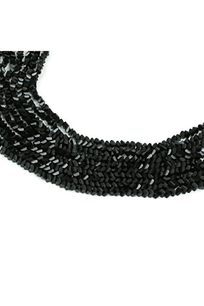 yfhobi 1 Dizi (80-85 Adet) - 6 mm Üçgen Kristal Cam Boncuk Dizisi Mat Siyah R...