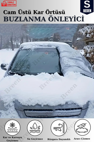 Breen Buzlanma Önleyici- Gri S Beden Araba Cam Üstü Kar Örtüsü, Su Geçirmez- Ön Ve Yan Cam Koruma