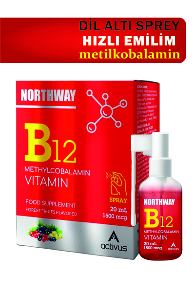 ACTİVUS Northway Metilkobalamin B12 Vitamin 20ml 1500 Mcg Dil Altı Sprey Orman Meyve Aromalı Methylcobalamin