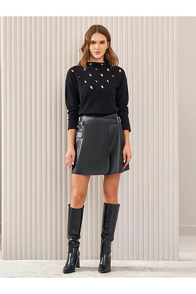 Unique Hanorac elegant cu guler tricotaj