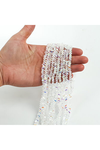 yfhobi 1 Dizi (80-85 Adet) - 6 mm Üçgen Kristal Cam Boncuk Dizisi Şeffaf Janj...