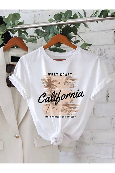 Frisson Letter Tree Printed Crew Neck Oversize Cotton T-Shirt
