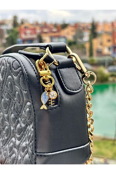 PEONY - peonyofficiall Fish Gold Coated Zircon Pearlescent Solitaire Wallet Ornament Charm Purse Keychain