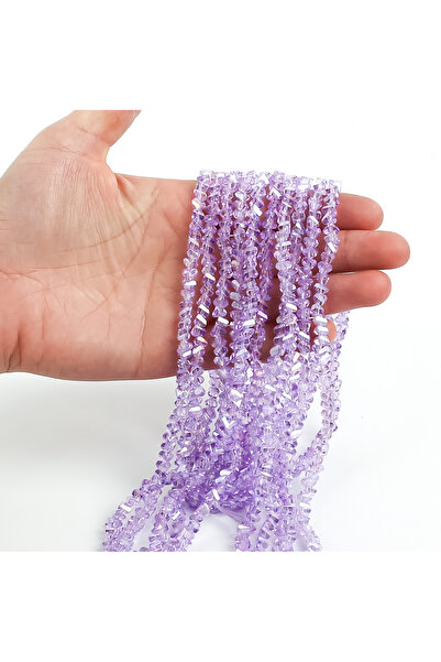 yfhobi 1 Dizi (80-85 Adet) - 6 mm Üçgen Kristal Cam Boncuk Dizisi Şeffaf Janj...