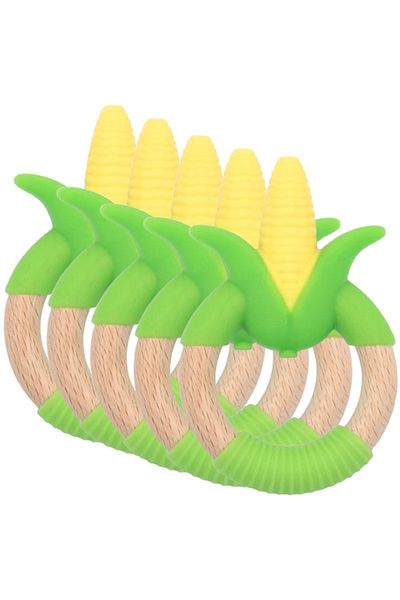 LUQU BABY Silicone + Wood Teether- Flower-Pack of 5