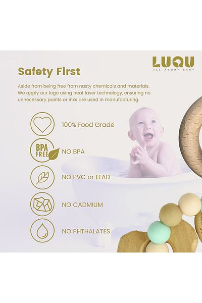 LUQU BABY Silicone + Wood Teether- Bird-Pack of 10