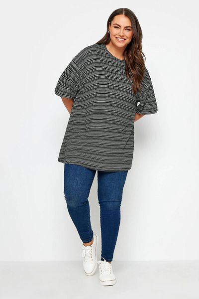 Stil Diva Large Size Half Sleeve Crew Neck Long T-shirt -302548