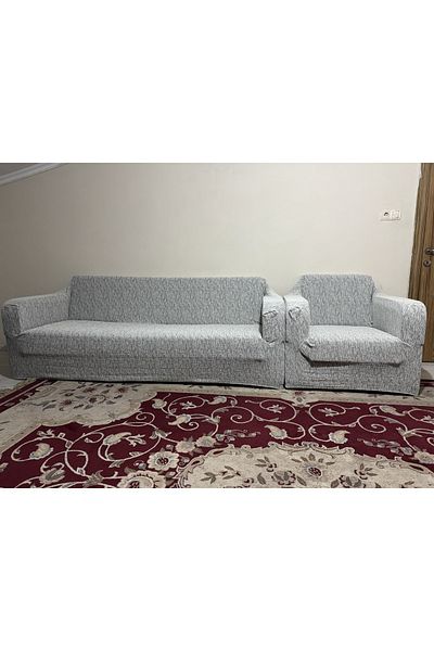 BAQDO 331 Cream Jacquard Quality Flexible Washable Seat Cover - Elastic Sofa Bed Couch Cover