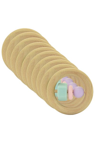 LUQU BABY Silicone + Wood Teether- Circle-Pack of 10