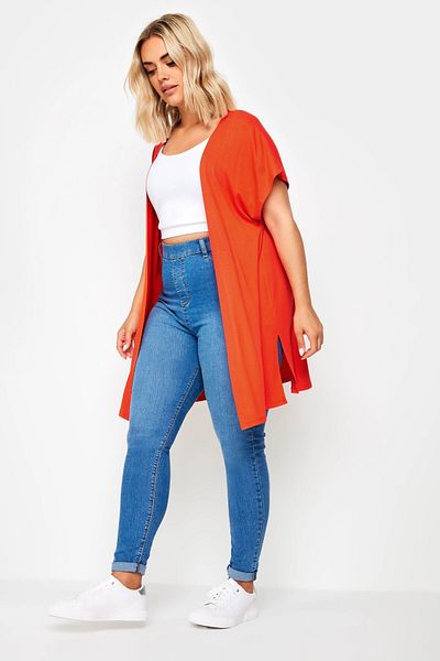 Stil Diva Cardigan supradimensionat cu fante - mânecă scurtă, fără nasturi 321906