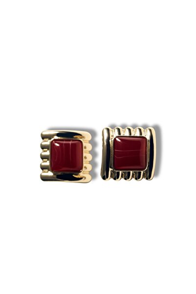 Finery by Nerrs Mng Brand Square Model Burgundy Earrings