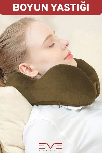 Eve Tekstil Visco Orthopedic Neck Pillow - Travel Hypoallergenic Pillow, 8 Different Colors