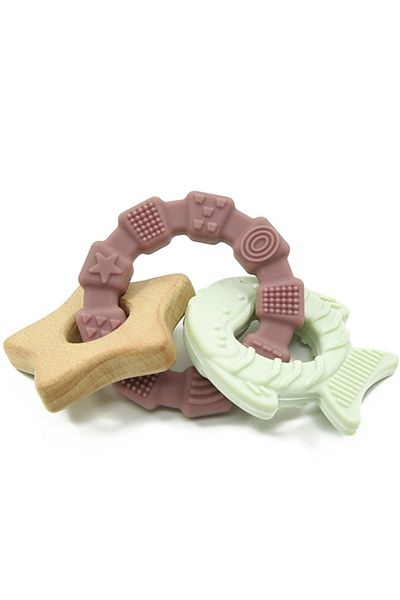 LUQU BABY Silicone + Wood Teether- Star-Pack of 5
