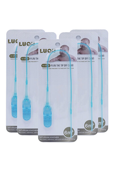 LUQU BABY حامل مصاصة من السيليكون من لوكيو - أزرق - عبوة من 5 قطع
